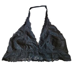 Victoria's Secret PINK Black Lace Halter Top Bralette Lingerie Size Medium Bra